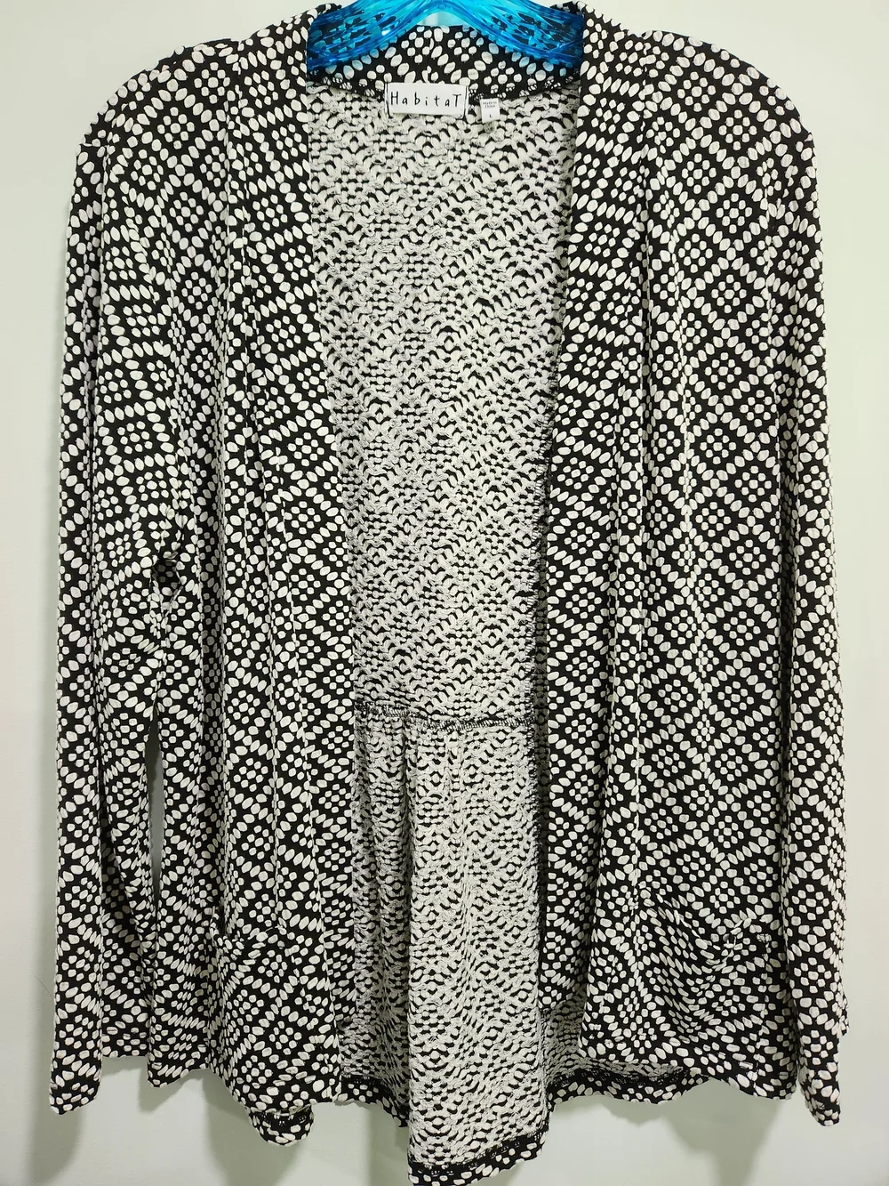 Habitat Black and White Patterned Open Cardigan Sweater